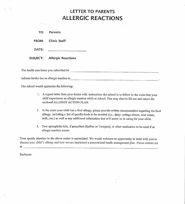 Student Allergic Reactions