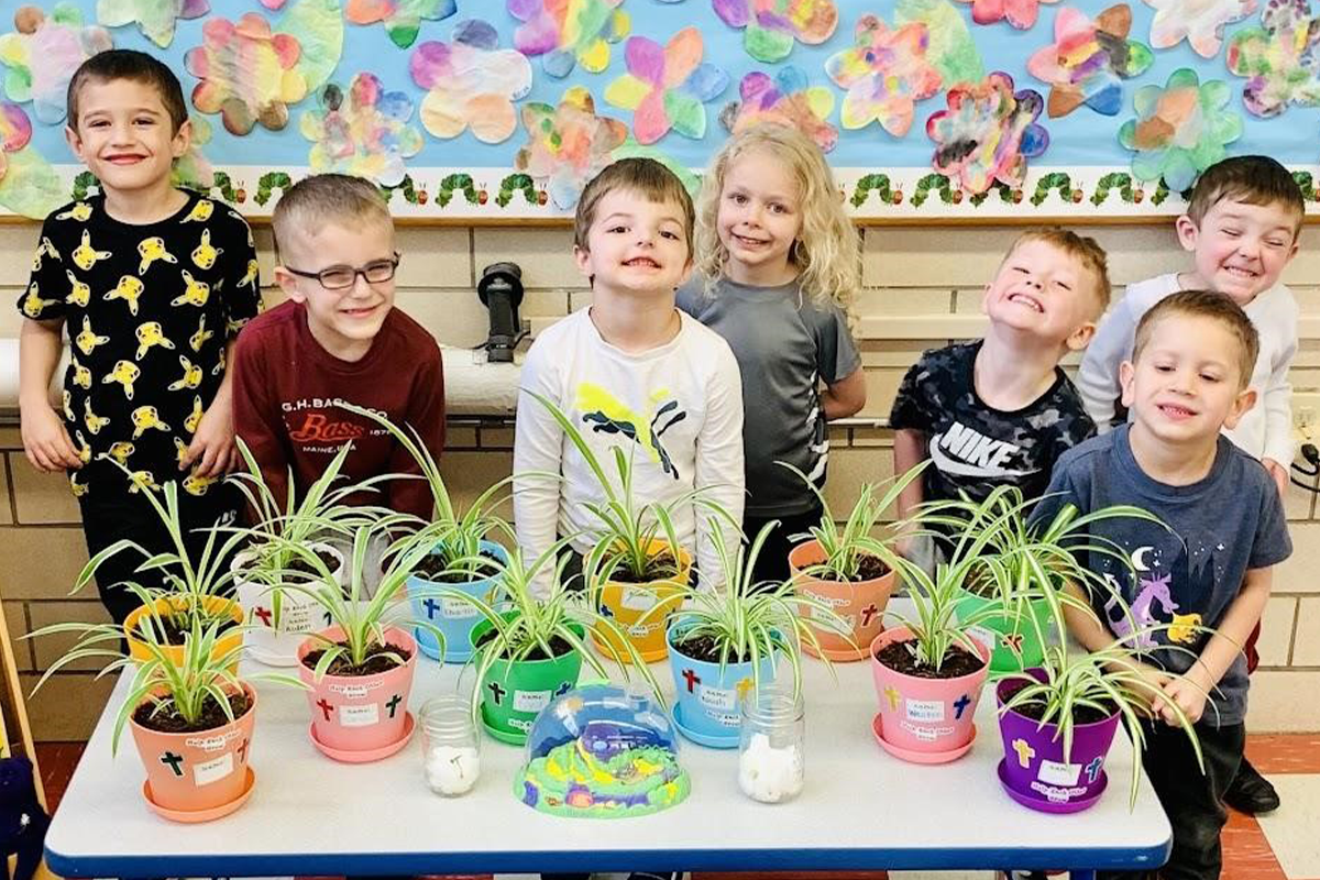 Pre-Schoolers learning about plants.