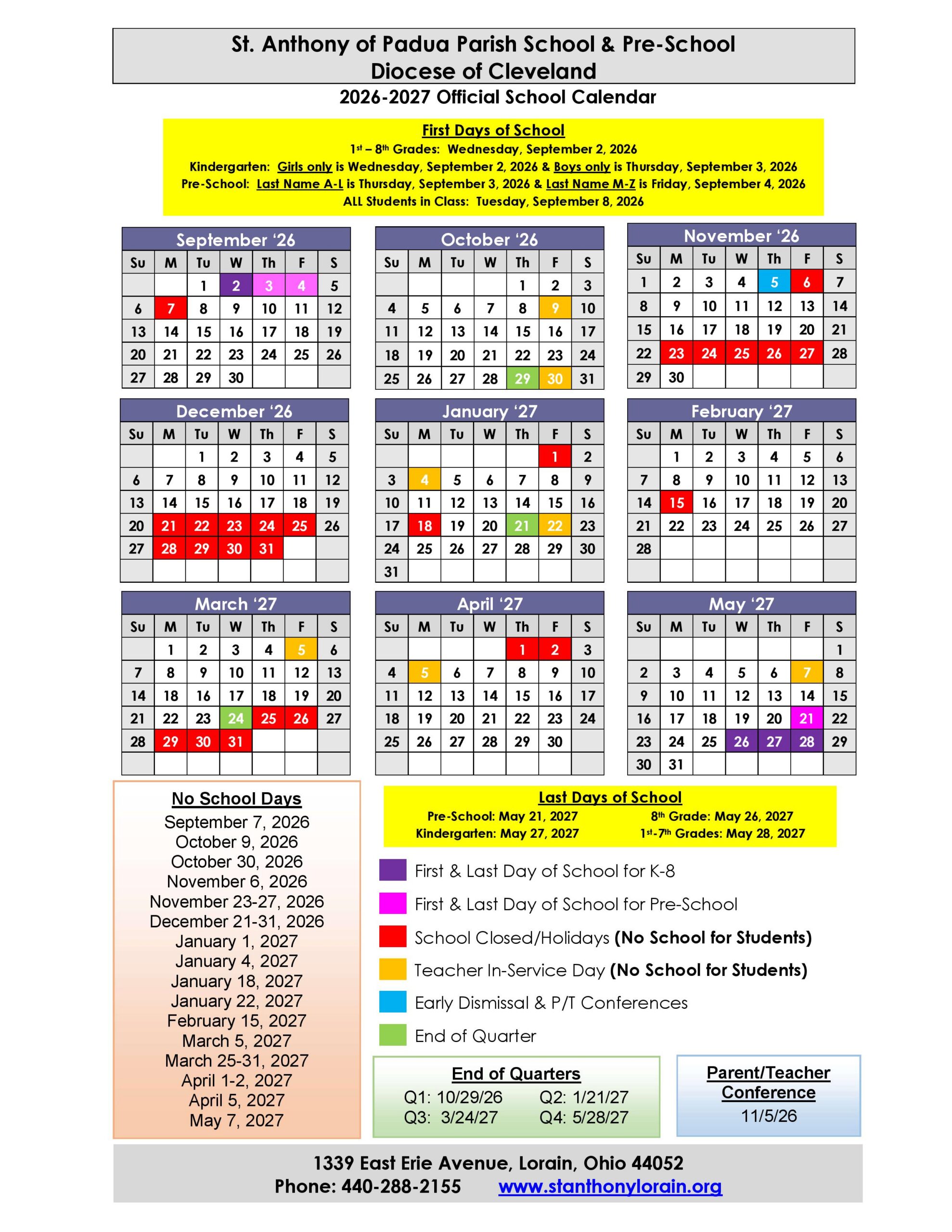 2026-2027 Official School Calendar-page-001 2025-2026 School Calendar